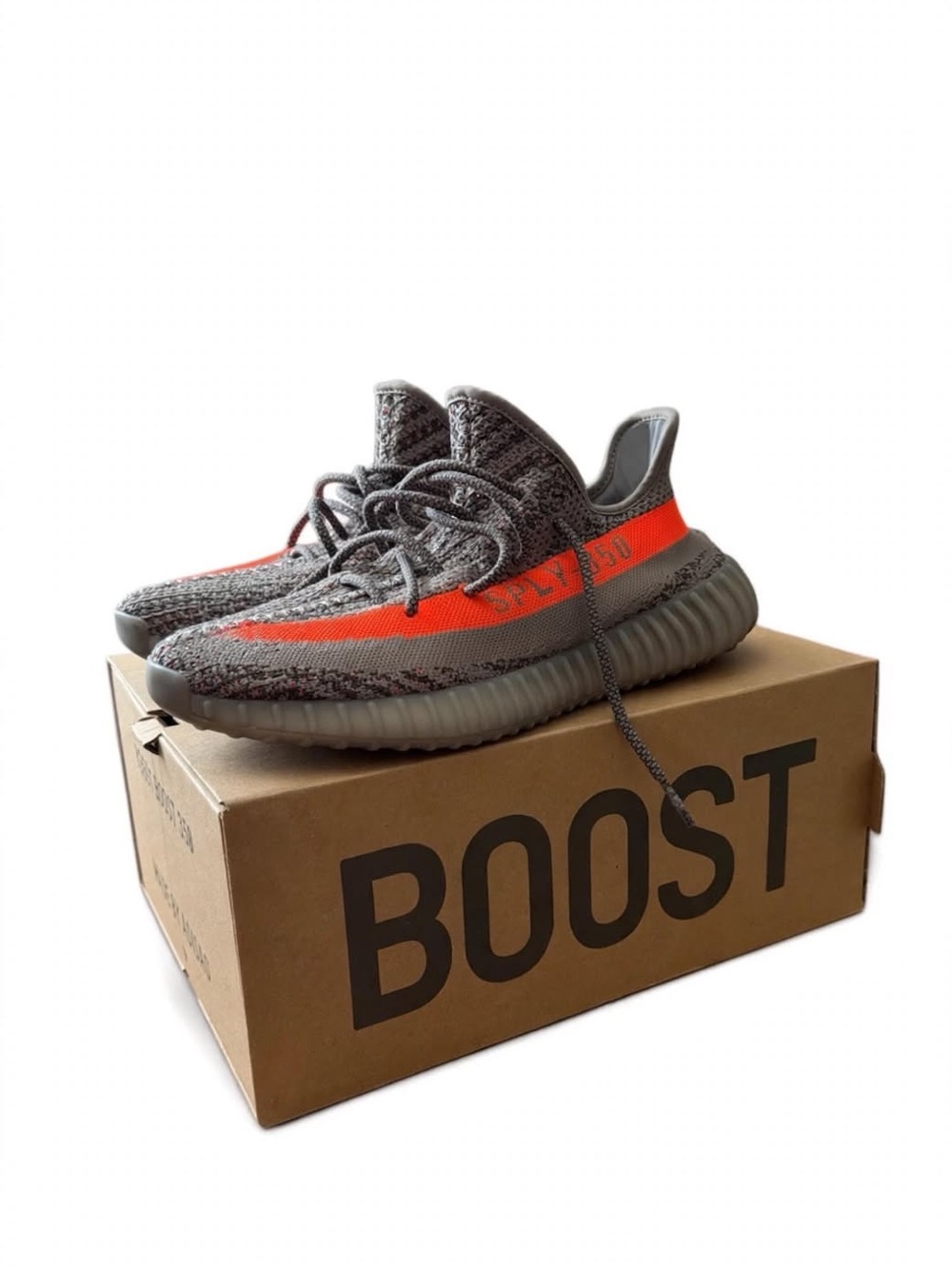 Yeezy Boost 350 V2 Gray Orange Stripe Men's Size 10.5 Sneakers
